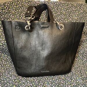Calvin Klein Black Leather Tote Bag
